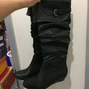 “Deb” Black Fashion Boots, Size 9 Women